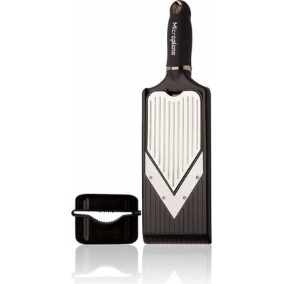 Microplane V-kráječ s oboustrannou čepelí na plátkování i proužky Julienne, černá