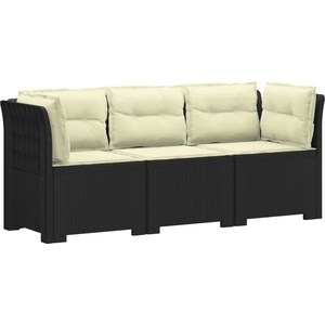 vidaXL Пейка за градина с Cushions във вид на ратан ПП Антрацит (3443834)