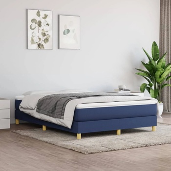 vidaXL Боксспринг легло с матрак, синьо, 140x190 см, плат (3144173)