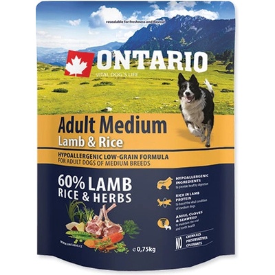 Ontario Adult Medium Lamb & Rice 0,75 kg