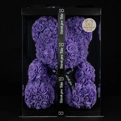Medvídárek BIG Classic medvídek z růží 40cm dárkově balený - fialový