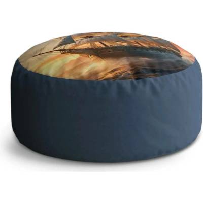 Sablio Taburet Circle Plachetnice ve vlnách při východu slunce: 38x48 cm