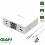 4smarts Desk Charger GaN DIY MODE 130W - захранване за ел. мрежа за ла то и, смартфони и таблети с 1xUSB-A и 3xUSB-C изходи с технология за бързо зареждане (бял)