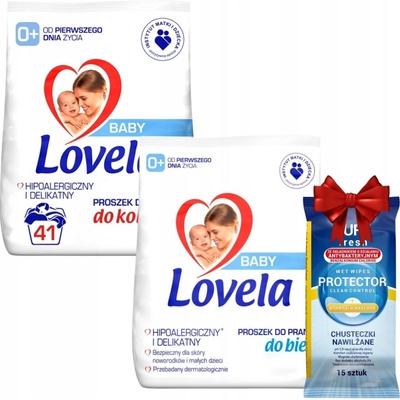 Lovela Baby Hypoalergénny prací Prášok na Farebné a Biela 2 x 4,1 kg + Darček