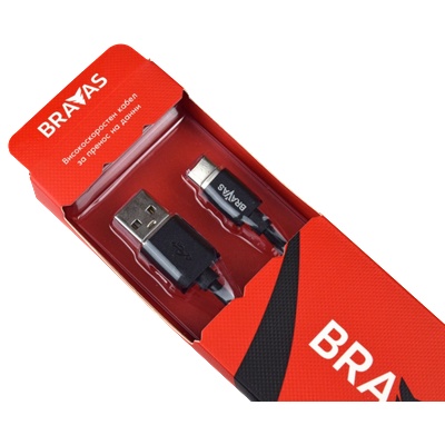 BRAVAS Кабел BRAVAS USB Type A -Type C черен 1.5м , сертифициран