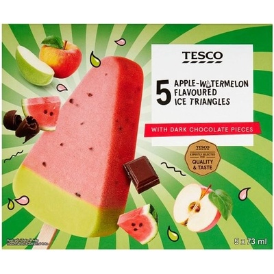 Tesco Mrazený krém vodový s jablkovou a melónovou príchuťou 5 x 67 g (335 g)
