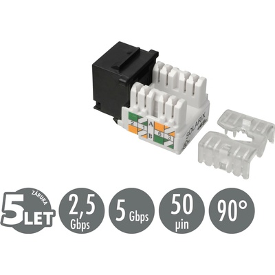Zarezávací keystone Solarix CAT5E UTP svorkovnica 90° SXKJ-5E-UTP-BK-90