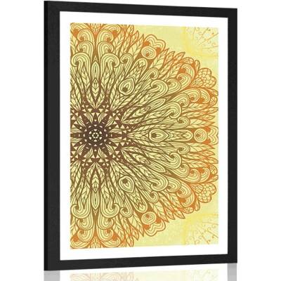 Plakát s paspartou jedinečný etnický ornament - 40x60 silver