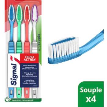 Signal - Мека четка за зъби с тройно действие (4 броя) (3759)