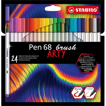 STABILO Комплект флумастери, Stabilo, Pen 68 Brush Arty ST568/24-21-20, 24 цвята (ST568/24-21-20)