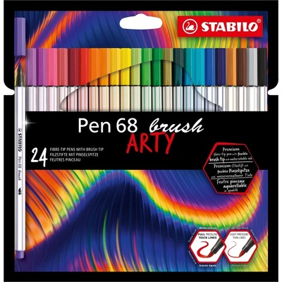 STABILO Комплект флумастери, Stabilo, Pen 68 Brush Arty ST568/24-21-20, 24 цвята (ST568/24-21-20)