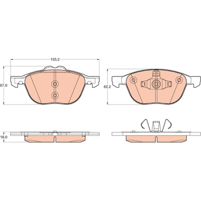 Sada brzdových platničiek kotúčovej brzdy TRW GDB2043