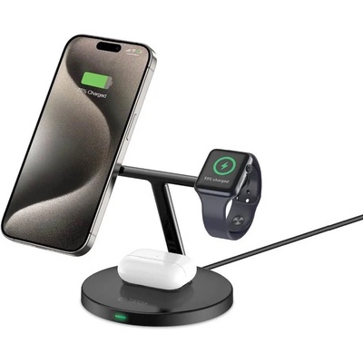 Tech-Protect 3-in-1 Inductive Wireless Charging Station Qi15W-A35 - тройна поставка (пад) за безжично зареждане за iPhone с Magsafe, Apple Watch и AirPods (черен)