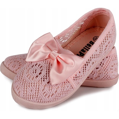 Ružové prelamované čipkované tenisky s mašličkou ružové