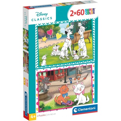Clementoni Детски пъзел Clementoni от 2 х 60 части - Класики на Дисни (24836)