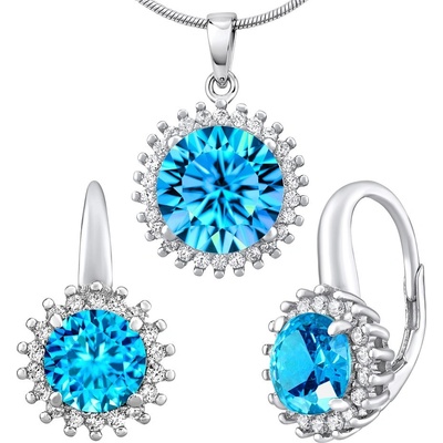 SILVEGO stříbrný set šperků Adira náušnice a přívěsek se syntetickým topazem LPS0754BT