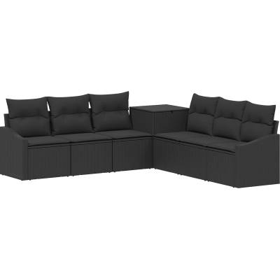 vidaXL Комплект дивани 7 бр. Черно Полиротан и стомана (3448734)