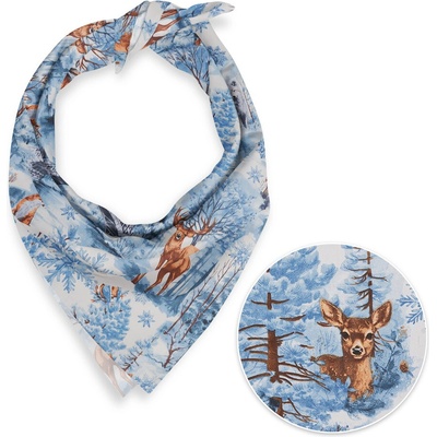 Biante Dětský bavlněný šátek Sandra SA-674 Lesní zvířata v zimním lese na modrém – Zboží Mobilmania