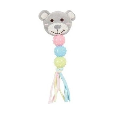 Rattle plyš+guma šedý medvídek 23 cm