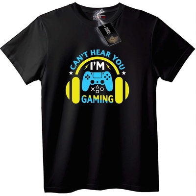 NOONEBRAND Тениска Не те чувам, играя - 6XL, Black