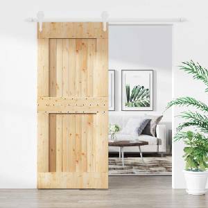 vidaXL Преплъзваща се врата 90 x 210 cm Естествено и бяло (3445185)