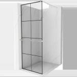Mexen Kioto+ душ кабина с рафт Walk-in 90 x 200 см, черна решетка, матиран никел - 800-090-121-97-77 (800-090-121-97-77)