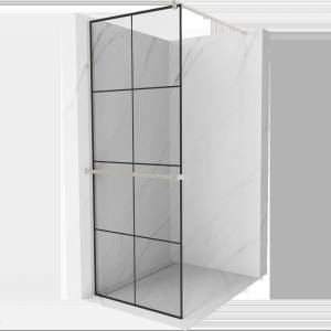 Mexen Kioto+ душ кабина с рафт Walk-in 90 x 200 см, черна решетка, матиран никел - 800-090-121-97-77 (800-090-121-97-77)
