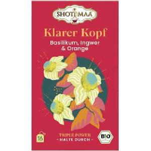 Shoti Maa Био чай Klarer Kopf - босилек, джинджифил и портокал - 16 пакетчета чай
