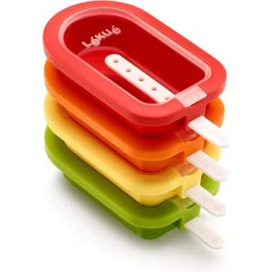 Lékué Classic Ice Cream Molds, Stackable, 16.5 cm, Set of 4, Assorted Colors, Silicone, Red/Yellow - 882180 (882180)