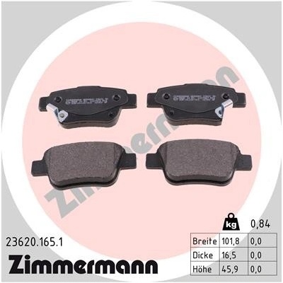 ZIMMERMANN Sada brzdových platničiek kotúčovej brzdy 236201651