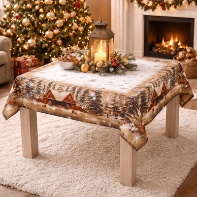 EVENIT Vianočný obrus 6019 zimný les Polyester 85x85 cm