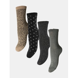Pieces Дамски чорапи Pieces Womens Mixed Cotton Ankle Socks 4-Pack - Green/Dot/Taupe