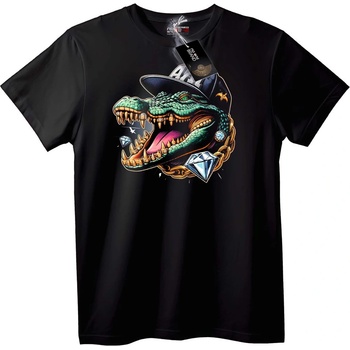 NOONEBRAND Тениска Алигатор с Цилиндър и Диаманти - 2XL, Black