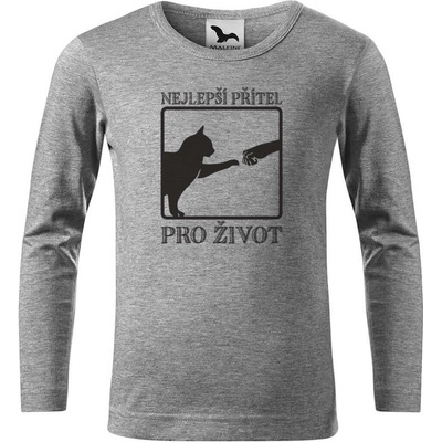 Dobrý triko Dětské bavlněné triko Nejlepší přítel Tmavě šedý melír
