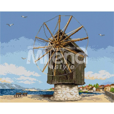 Milena Style Мелницата в Несебър - гоблен със схема конци dmc 1: 1