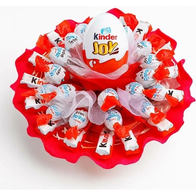SladkéDárečky | Kinder kytice | Kinder Čokoláda, Schoko bons a Kinder Joy | 37 ks čokolády | průměr 24 cm – Zboží Dáma