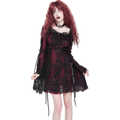 Devil fashion дамска рокля DEVIL FASHION - Gothic - Red Floral - SKT24502