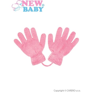 New Baby zimní rukavičky se šňůrkou světle růžové