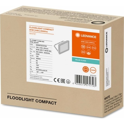 Ledvance LED projektorový světlomet FLOOD COMPACT V 20W 840 SYM 100 WT 4058075574793