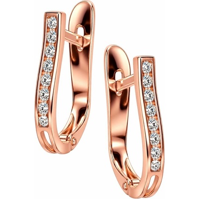 Zlaton Náušnice růžové zlato visací 1.3cm 1.15g s diamanty 0.08ct N07072603495