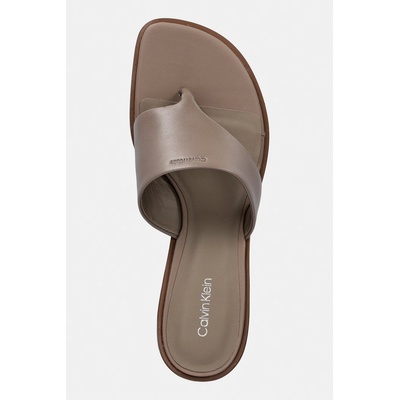 Calvin Klein джапанки дамски от кожа BLOCK HEEL SNDL THONG LTH (HW0HW03017)
