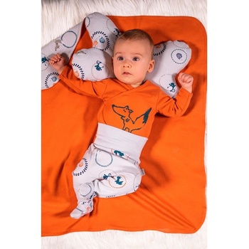 Dojčenské bavlnené body s bočným zapínaním Nicol Fox Club oranžové