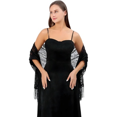 Krajková šála černá KP33771
