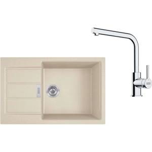 Franke - Кухненски комплект T116BE, мивка от тектонит S2D 611-78 XL и смесител FS 3230.031, бежов/хром 143.0687. 401 (143.0687.401) Мивка за вграждане