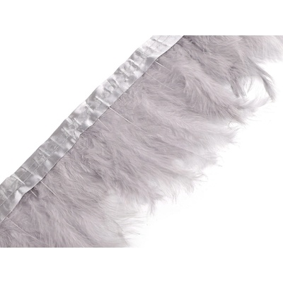 Prýmek - krocaní peří šíře 9-12 cm šedá světlá 2 m