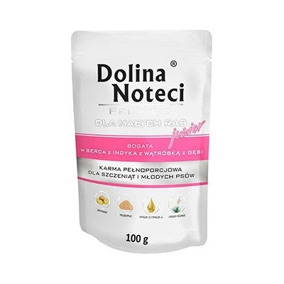 Dolina Noteci PREMIUM за кучета от малки породи JUNIOR, богато на пуешки сърца с гъши дроб 100 г пакетче