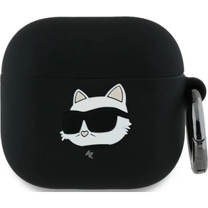 Karl Lagerfeld Силиконов калъф Karl Lagerfeld KLA4RUNCHK за AirPods 4 с 3D лого Choupette Head, черен (KLA4RUNCHK)