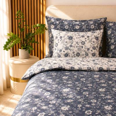Takoy Obliečky 140x220 tkaný mušelín luxury mini kvety šedomodré Elia-HT-00856 140x220 70x90