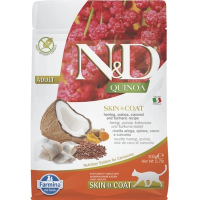N&D GF Cat Adult Quinoa Skin&Coat Herring & Coconut 0,3 kg