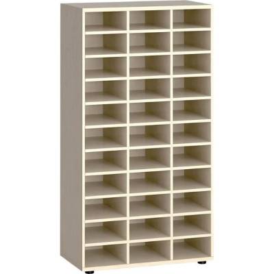 PRIMO Třídící regál WOOD, 800 x 420 x 1434 mm, 36 přihrádek, bříza